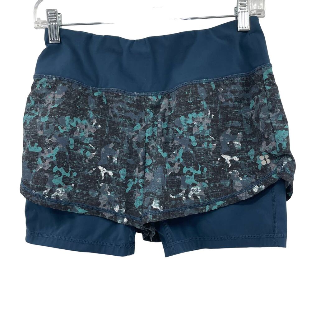 Sweaty Betty Women Lined Patterned Blue Shorts